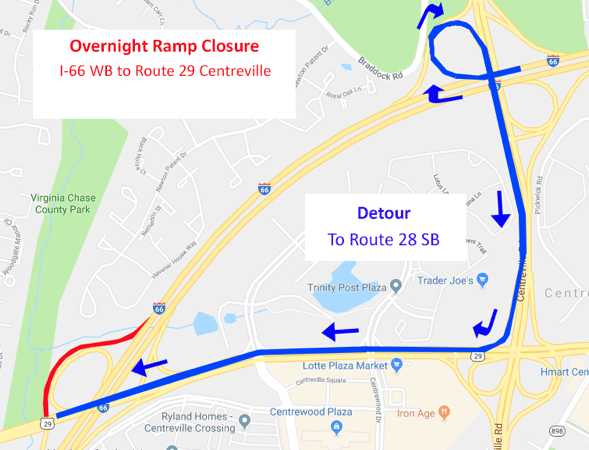 Ramp from Route 29 North and South Centerville to I-66 West